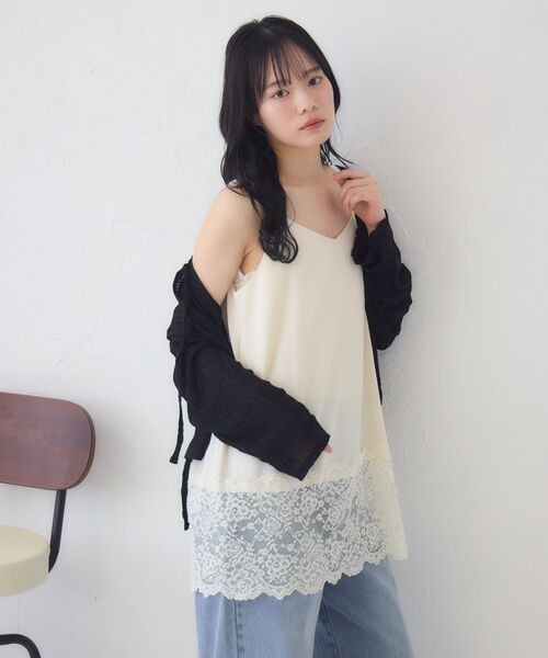 RETRO GIRL(レトロガール)の「裾レースチュニックキャミOP(ワンピース・レディース・ホワイト系その他/オフホワイト/ブラック・FREE)」の12枚目の写真