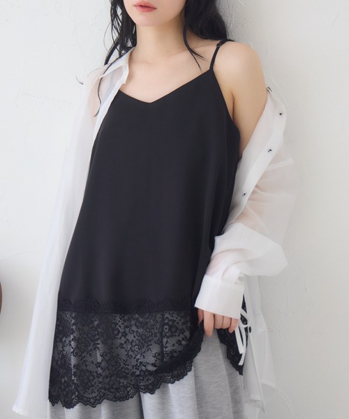 RETRO GIRL(レトロガール)の「裾レースチュニックキャミOP(ワンピース・レディース・ホワイト系その他/オフホワイト/ブラック・FREE)」の3枚目の写真