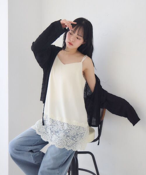 RETRO GIRL(レトロガール)の「裾レースチュニックキャミワンピース(ワンピース・レディース・ホワイト系その他/オフホワイト/ブラック・FREE)」の5枚目の写真