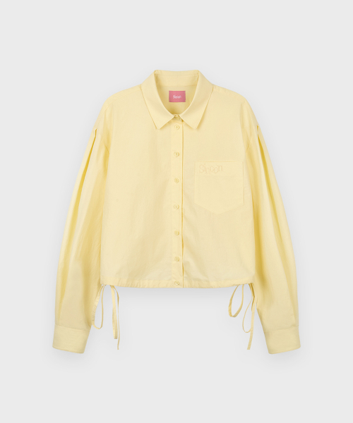 SINOON（シヌーン）の「2-Way Drawstring Crop Shirt (Yellow)（シャツ/ブラウス・レディース・イエロー・FREE）」の4枚目の写真