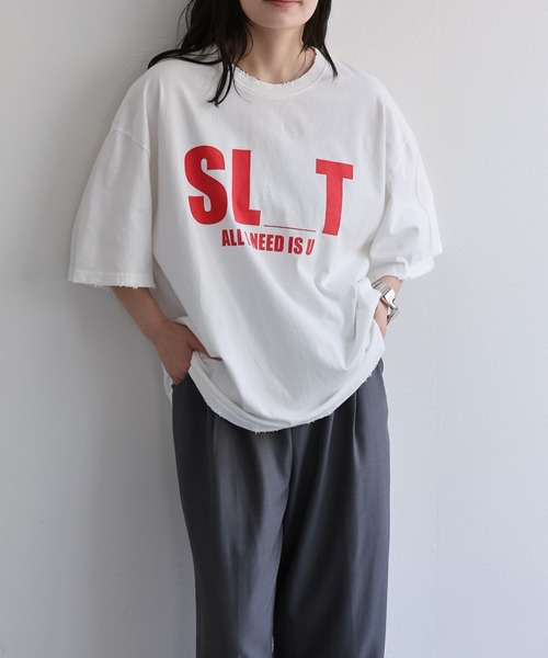 ヴィンテージライクダメージ加工オーバーTee / 大人カジュアル