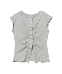 Ray BEAMS | リブ フロントギャザー フレンチスリーブ(Tシャツ/カットソー)