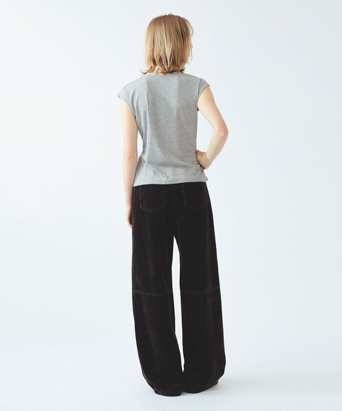 Ray BEAMS(レイビームス)の「リブ フロントギャザー フレンチスリーブ(Tシャツ/カットソー・レディース・グリーン系その他2/ブラック/シルバー・ONE SIZE)」の6枚目の写真