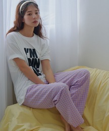 bohmal（ボマール）の「【セット商品】Tシャツ×ギンガムチェックパンツセットルームウェア（ルームウェア/パジャマ）」