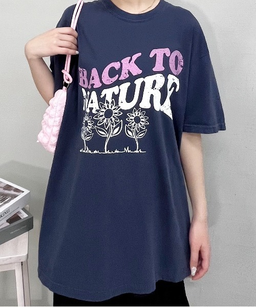 DOUBLE STEAL（ダブルスティール）の「BACK TO NATURE ピグメント加工 ビッグシルエットTシャツ（Tシャツ/カットソー・メンズ・スミクロ/ネイビー/アイボリー・FREE）」の9枚目の写真