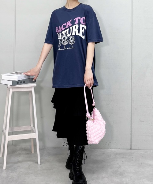 DOUBLE STEAL（ダブルスティール）の「BACK TO NATURE ピグメント加工 ビッグシルエットTシャツ（Tシャツ/カットソー・メンズ・スミクロ/ネイビー/アイボリー・FREE）」の10枚目の写真