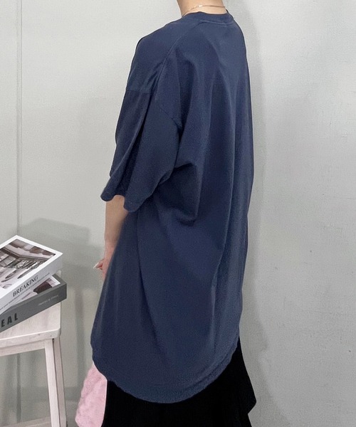 DOUBLE STEAL（ダブルスティール）の「BACK TO NATURE ピグメント加工 ビッグシルエットTシャツ（Tシャツ/カットソー・メンズ・スミクロ/ネイビー/アイボリー・FREE）」の11枚目の写真