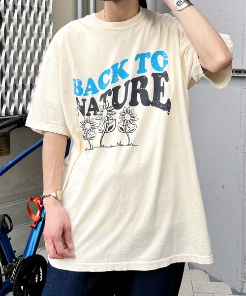 DOUBLE STEAL（ダブルスティール）の「BACK TO NATURE ピグメント加工 ビッグシルエットTシャツ（Tシャツ/カットソー・メンズ・スミクロ/ネイビー/アイボリー・FREE）」の15枚目の写真