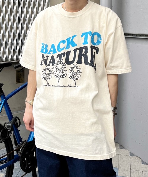 DOUBLE STEAL（ダブルスティール）の「BACK TO NATURE ピグメント加工 ビッグシルエットTシャツ（Tシャツ/カットソー・メンズ・スミクロ/ネイビー/アイボリー・FREE）」の16枚目の写真