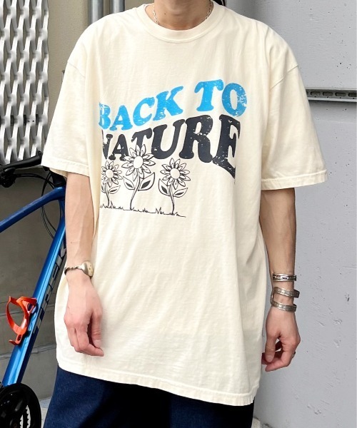 DOUBLE STEAL（ダブルスティール）の「BACK TO NATURE ピグメント加工 ビッグシルエットTシャツ（Tシャツ/カットソー・メンズ・スミクロ/ネイビー/アイボリー・FREE）」の17枚目の写真