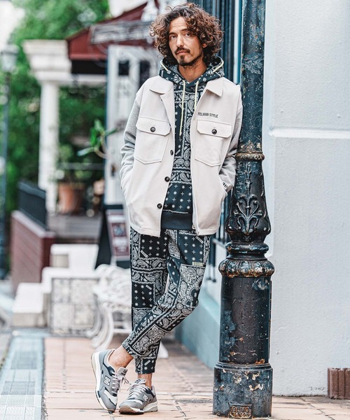 felkod(フィルコッド)の「mpa4150- Bandana Print Scuba Hoodie パーカー(F26A020)(パーカー・メンズ・ホワイト×ブラック/ブラック×ホワイト/ネイビー×ホワイト・S/M/L)」の12枚目の写真