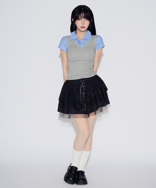 tinkerend(ティンカーエンド)の「Striped Docking Polo / ストライプドッキングポロ(ポロシャツ・レディース・グレー・FREE)」の11枚目の写真