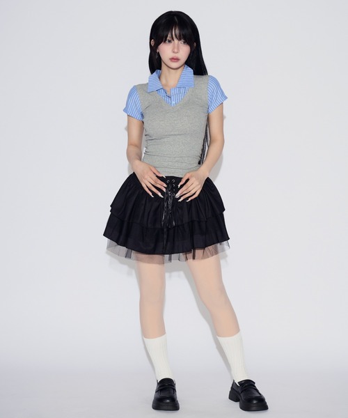 tinkerend(ティンカーエンド)の「Striped Docking Polo / ストライプドッキングポロ(ポロシャツ・レディース・グレー・FREE)」の12枚目の写真
