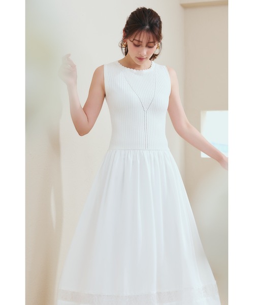 Her lip to(ハーリップトゥー)の「Eyelet Knit Docking Dress(ワンピース・レディース・ホワイト・S/M)」の4枚目の写真
