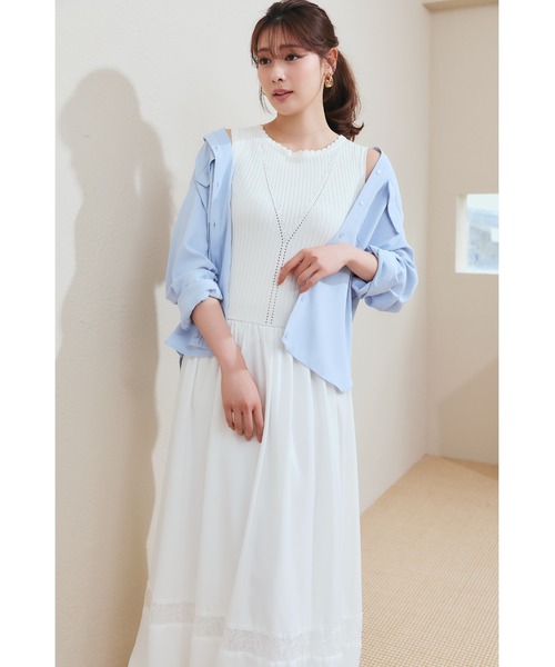 Her lip to(ハーリップトゥー)の「Eyelet Knit Docking Dress(ワンピース・レディース・ホワイト・S/M)」の5枚目の写真