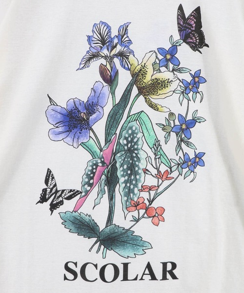 ScoLar(スカラー)の「162703:熱帯花柄 袖ギャザー入りTシャツ(Tシャツ/カットソー・レディース・ブラック/レッド/ブラウン/オフホワイト・M)」の21枚目の写真