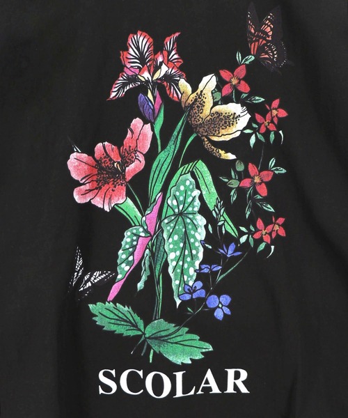 ScoLar(スカラー)の「162703:熱帯花柄 袖ギャザー入りTシャツ(Tシャツ/カットソー・レディース・ブラック/レッド/ブラウン/オフホワイト・M)」の6枚目の写真