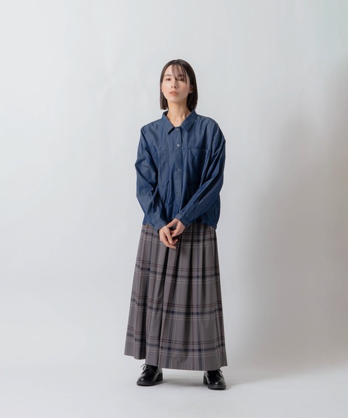 Kelen(ケレン)の「「KELEN / ケレン」接触冷感3.5ozデニムシャツ(シャツ/ブラウス・レディース・ネイビー/ブラック・S/M)」の10枚目の写真