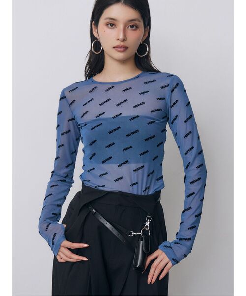 MURUA(ムルーア)の「デジタルロゴシアートップス 秋服(Tシャツ/カットソー・レディース・ブルー/ベージュ/ブラック・FREE)」の3枚目の写真