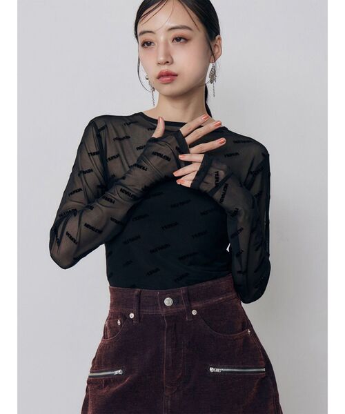 MURUA(ムルーア)の「デジタルロゴシアートップス 秋服(Tシャツ/カットソー・レディース・ブルー/ベージュ/ブラック・FREE)」の1枚目の写真