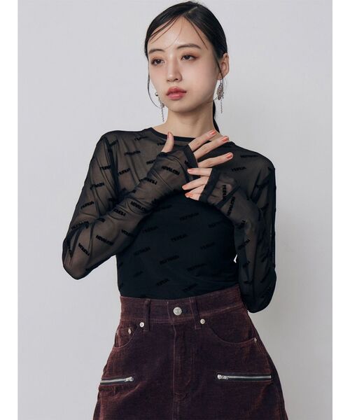 MURUA(ムルーア)の「デジタルロゴシアートップス 秋服(Tシャツ/カットソー・レディース・ブルー/ベージュ/ブラック・FREE)」の4枚目の写真