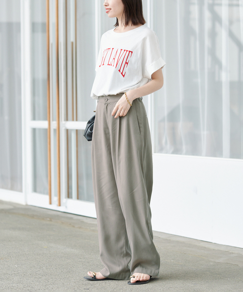SLOBE IENA（スローブイエナ）の「《3サイズ展開/追加》ワンタックバレルスラックス（スラックス・レディース・カーキ/ブラック・34/36/38）」の14枚目の写真
