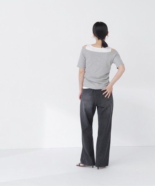 NATURAL BEAUTY BASIC(ナチュラルビューティーベーシック)の「ワイドストレートデニムパンツ(デニムパンツ・レディース・ブラック/ブルー/ライトブルー・X-SMALL/SMALL/MEDIUM/LARGE)」の6枚目の写真