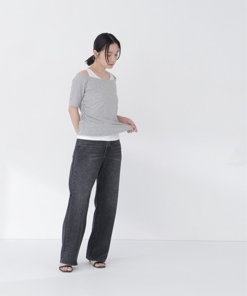 NATURAL BEAUTY BASIC(ナチュラルビューティーベーシック)の「ワイドストレートデニムパンツ(デニムパンツ・レディース・ブラック/ブルー/ライトブルー・X-SMALL/SMALL/MEDIUM/LARGE)」の7枚目の写真