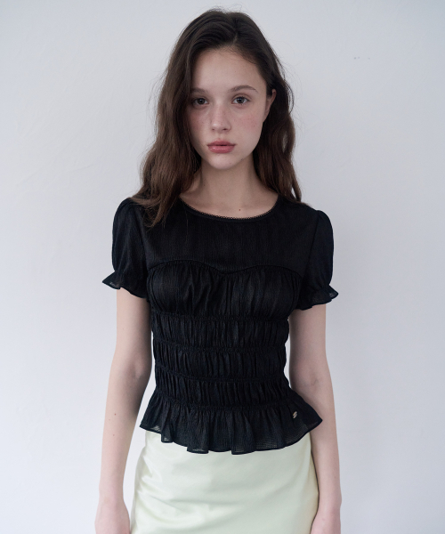 ROLAROLA(ロラロラ)の「SMOCKING SHIRRING BLOUSE BLACK(シャツ/ブラウス・レディース・ブラック・FREE)」の2枚目の写真