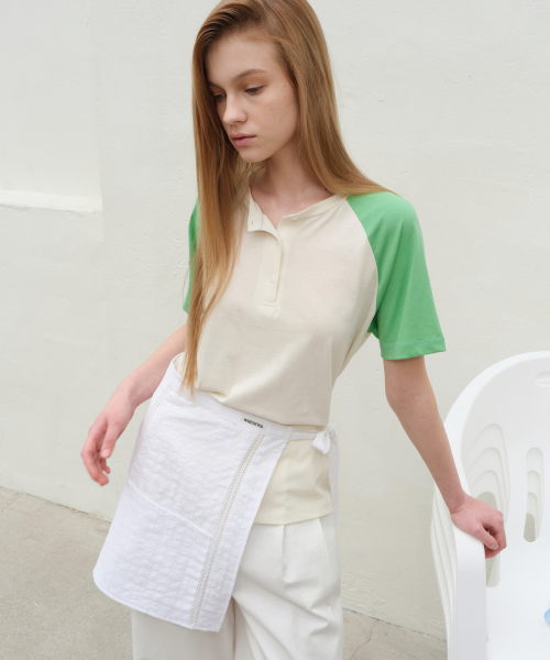 LEVAR(レバー)の「Weekend Raglan Henley T-shirt - Cream(Tシャツ/カットソー・レディース・その他・FREE)」の1枚目の写真