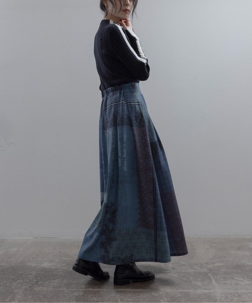 Eimee Law(エイミーロウ)の「デニムONチェックプリント タックプリーツスカート(スカート・レディース・ブラウン/ブルー・MEDIUM)」の15枚目の写真