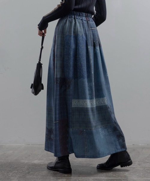 Eimee Law(エイミーロウ)の「デニムONチェックプリント タックプリーツスカート(スカート・レディース・ブラウン/ブルー・MEDIUM)」の17枚目の写真