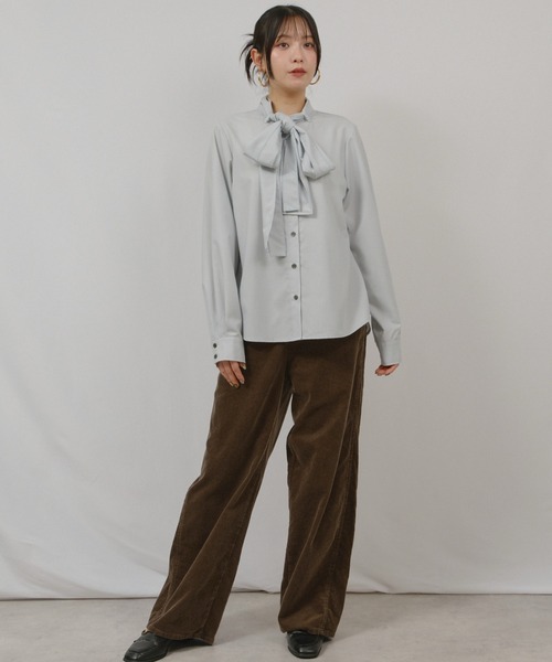 palm RICHE(ポームリシュ)の「ボウタイBL(シャツ/ブラウス・レディース・ライトブルー/ブラック/ライトベージュ・M)」の22枚目の写真