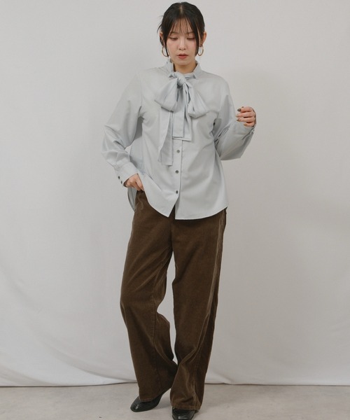palm RICHE(ポームリシュ)の「ボウタイBL(シャツ/ブラウス・レディース・ライトブルー/ブラック/ライトベージュ・M)」の18枚目の写真