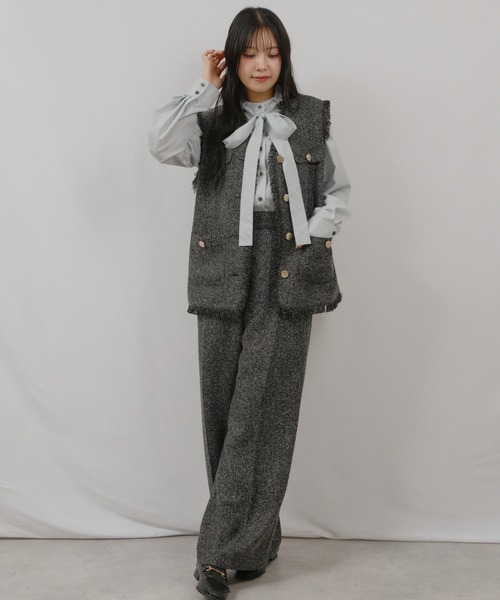 palm RICHE(ポームリシュ)の「ボウタイBL(シャツ/ブラウス・レディース・ライトブルー/ブラック/ライトベージュ・M)」の14枚目の写真