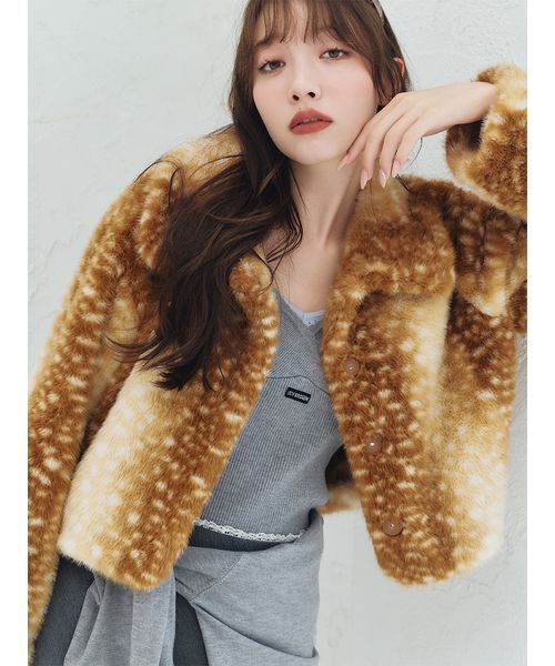 LILY BROWN(リリーブラウン)の「2wayバリエファーショートコート(その他アウター・レディース・チャコールグレー/イエロー/アニマル/アイボリー・F)」の11枚目の写真