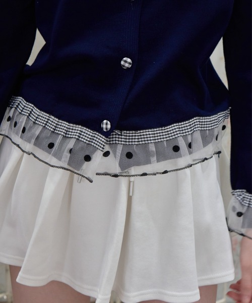 Birthday room(バースデイルーム)の「ギンガムチェックボタンフリルCD/Gingham Check Button-Front Ruffled Cardigan(カーディガン/ボレロ・レディース・ネイビー/グレー/アイボリー・FREE)」の5枚目の写真