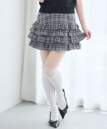 【セットアップ対応】切替ティアードチェックミニスカート