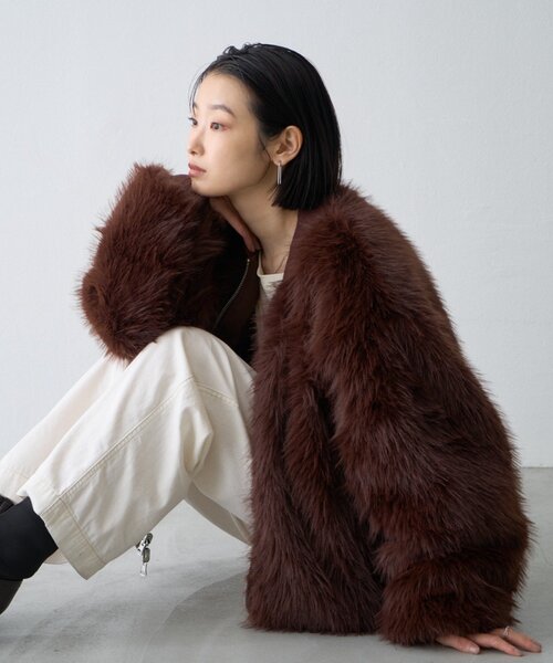 CIAOPANIC TYPY(チャオパニックティピー)の「【WEB限定】2WAYリバーシブルファーMA-1(MA-1・レディース・カーキ/ブラウン/ブラック・ONE SIZE)」の2枚目の写真