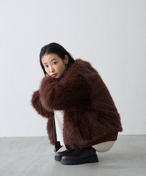CIAOPANIC TYPY(チャオパニックティピー)の「【WEB限定】2WAYリバーシブルファーMA-1(MA-1・レディース・カーキ/ブラウン/ブラック・ONE SIZE)」の4枚目の写真