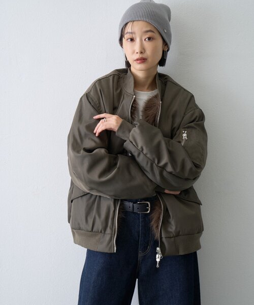 CIAOPANIC TYPY（チャオパニックティピー）の「【WEB限定】【UNISEX】2WAYリバーシブルファーMA-1（MA-1・レディース・カーキ/ブラウン/ブラック・ONE SIZE）」の21枚目の写真