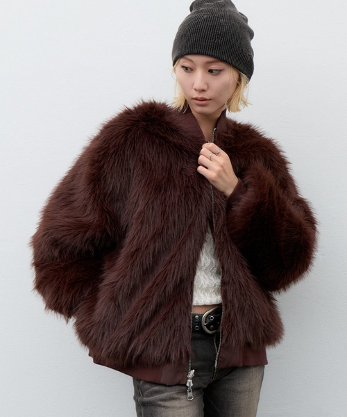 CIAOPANIC TYPY（チャオパニックティピー）の「【WEB限定】【UNISEX】軽量/2WAYリバーシブルボリュームファーMA-1（MA-1・レディース・カーキ/ブラウン/ブラック・ONE SIZE）」の2枚目の写真