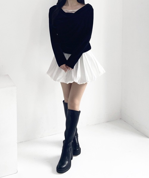SOELA(ソエラ)の「【INGNI SOELA】レースドッキングベロアトップス/WEB限定(Tシャツ/カットソー・レディース・グレー系その他/ブラック/アイボリー・FREE)」の11枚目の写真