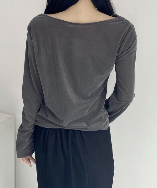 SOELA(ソエラ)の「【INGNI SOELA】レースドッキングベロアトップス/WEB限定(Tシャツ/カットソー・レディース・グレー系その他/ブラック/アイボリー・FREE)」の17枚目の写真