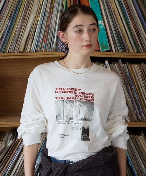 GEORGE'S(ジョージズ)の「アソートプリントロンT(Tシャツ/カットソー・レディース・ホワイト系その他2/ホワイト系その他/チャコールグレー・FREE)」の2枚目の写真