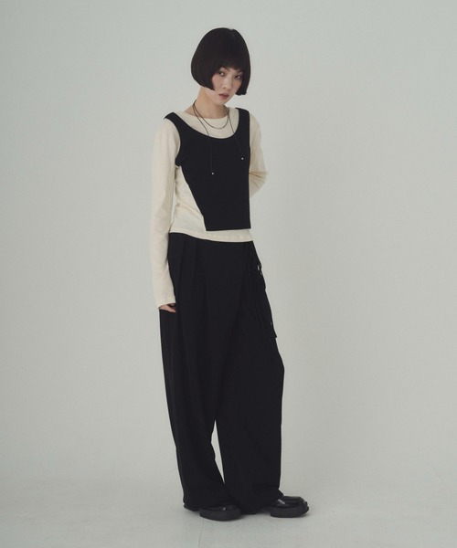 SOYEN(ソイエン)の「アシンメトリーラップパンツ(スラックス・レディース・ブラウン/ブラック・S/M)」の20枚目の写真