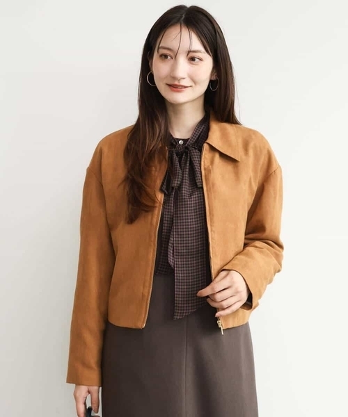 MK MICHEL KLEIN（エムケーミッシェルクラン）の「[洗える]フェイクスウェードコンパクトブルゾン（ブルゾン・レディース・モカ/テラコッタ・38）」の10枚目の写真