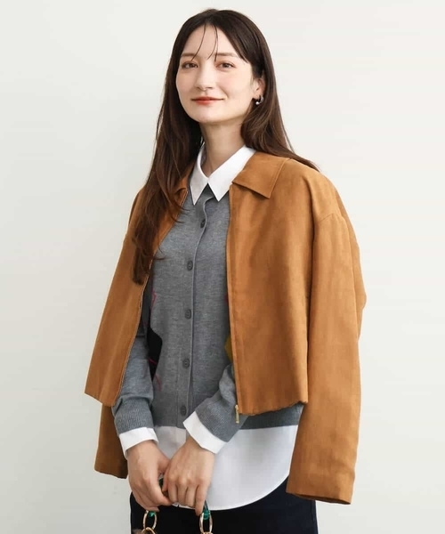 MK MICHEL KLEIN（エムケーミッシェルクラン）の「[洗える]フェイクスウェードコンパクトブルゾン（ブルゾン・レディース・モカ/テラコッタ・38）」の16枚目の写真