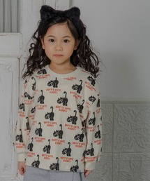 MAKE YOUR DAY（メイクユアデイ）の「リブ素材総柄長袖Tシャツ■80～140cm（Tシャツ/カットソー）」
