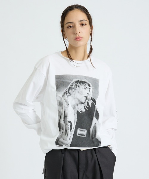 +81BRANCA(ハチイチブランカ)の「【+81BRANCA / ハチイチブランカ】Peter Anderson / ピーター・アンダーソン Kurt Cobain PHOTO L/S Tee / カート・コバーン フォトロングスリーブTシャツ(Tシャツ/カットソー・メンズ・ブラック/ホワイト系その他/ホワイト系その他2・フリー)」の1枚目の写真
